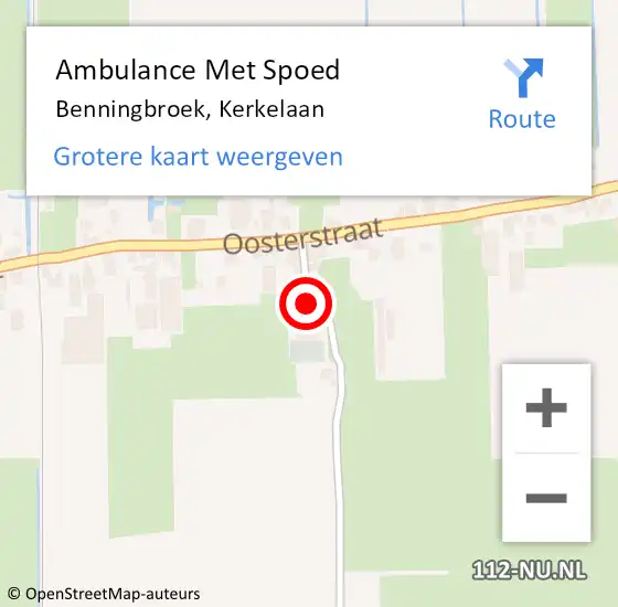 Locatie op kaart van de 112 melding: Ambulance Met Spoed Naar Benningbroek, Kerkelaan op 4 november 2021 22:44