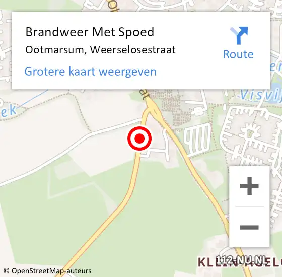 Locatie op kaart van de 112 melding: Brandweer Met Spoed Naar Ootmarsum, Weerselosestraat op 28 juni 2014 09:23