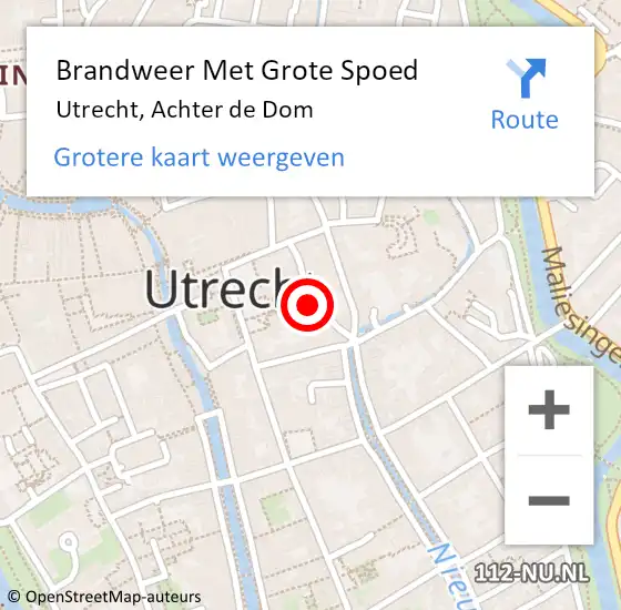 Locatie op kaart van de 112 melding: Brandweer Met Grote Spoed Naar Utrecht, Achter de Dom op 4 november 2021 23:00