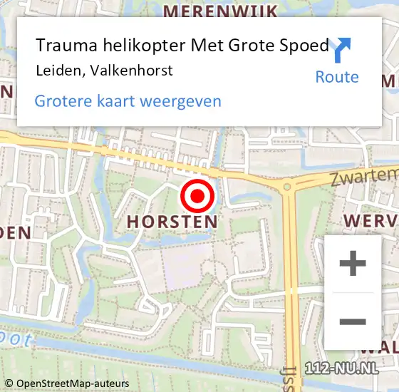 Locatie op kaart van de 112 melding: Trauma helikopter Met Grote Spoed Naar Leiden, Valkenhorst op 5 november 2021 00:14