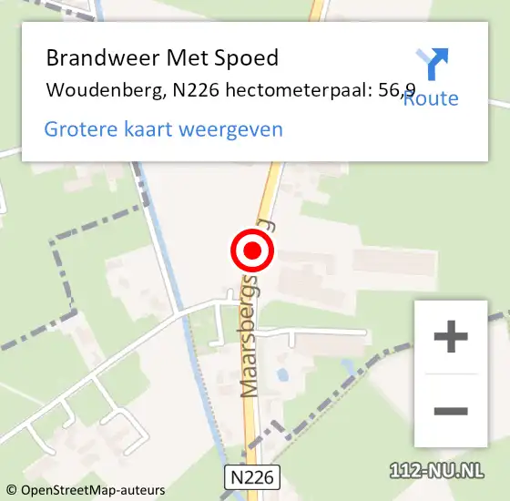 Locatie op kaart van de 112 melding: Brandweer Met Spoed Naar Woudenberg, N226 hectometerpaal: 56,9 op 5 november 2021 00:30