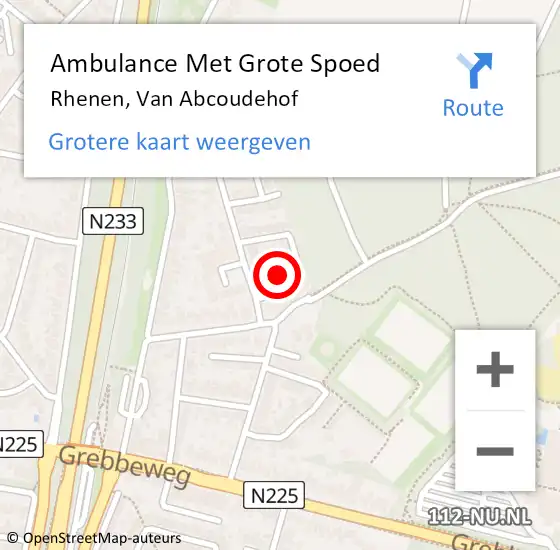 Locatie op kaart van de 112 melding: Ambulance Met Grote Spoed Naar Rhenen, Van Abcoudehof op 5 november 2021 00:39