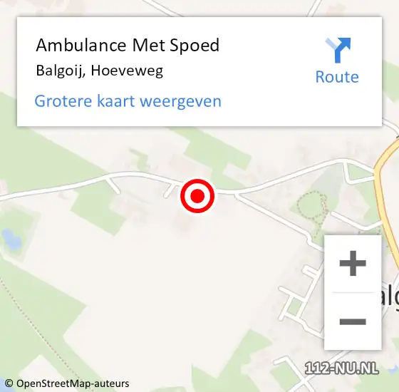 Locatie op kaart van de 112 melding: Ambulance Met Spoed Naar Balgoij, Hoeveweg op 5 november 2021 00:59