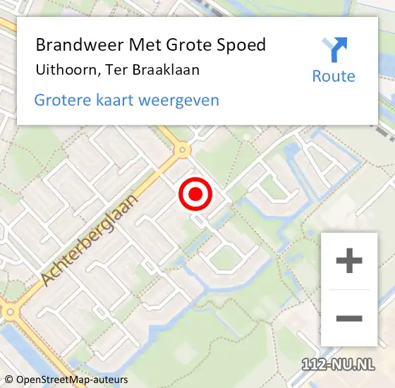 Locatie op kaart van de 112 melding: Brandweer Met Grote Spoed Naar Uithoorn, Ter Braaklaan op 5 november 2021 03:05