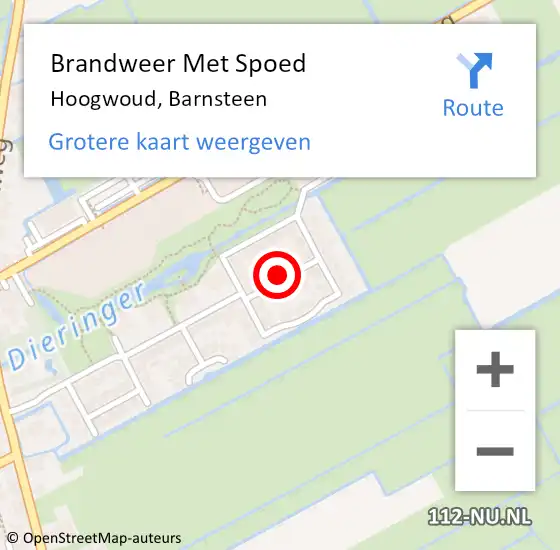 Locatie op kaart van de 112 melding: Brandweer Met Spoed Naar Hoogwoud, Barnsteen op 5 november 2021 03:15