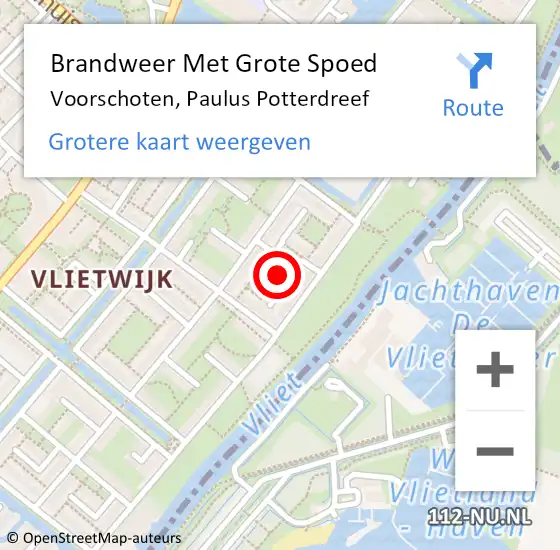 Locatie op kaart van de 112 melding: Brandweer Met Grote Spoed Naar Voorschoten, Paulus Potterdreef op 28 juni 2014 09:42