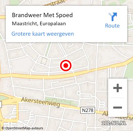 Locatie op kaart van de 112 melding: Brandweer Met Spoed Naar Maastricht, Europalaan op 5 november 2021 04:09