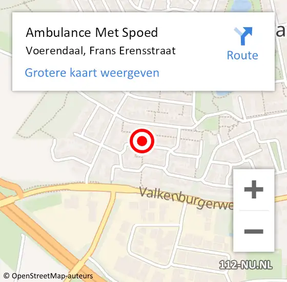 Locatie op kaart van de 112 melding: Ambulance Met Spoed Naar Voerendaal, Frans Erensstraat op 28 juni 2014 09:46