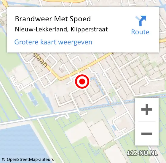 Locatie op kaart van de 112 melding: Brandweer Met Spoed Naar Nieuw-Lekkerland, Klipperstraat op 28 juni 2014 09:46