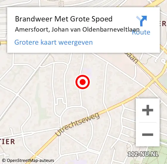 Locatie op kaart van de 112 melding: Brandweer Met Grote Spoed Naar Amersfoort, Johan van Oldenbarneveltlaan op 5 november 2021 05:28