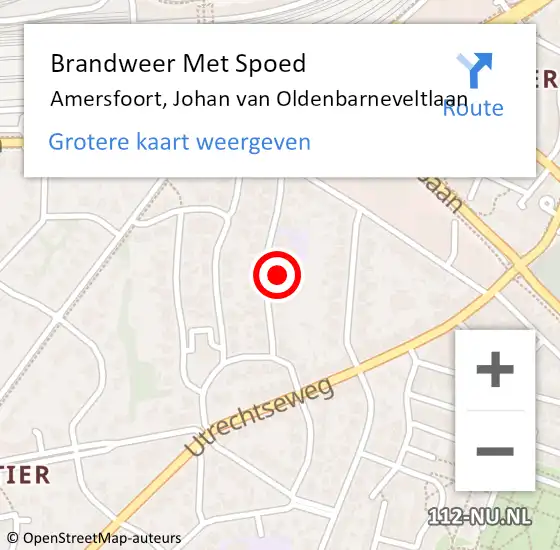 Locatie op kaart van de 112 melding: Brandweer Met Spoed Naar Amersfoort, Johan van Oldenbarneveltlaan op 5 november 2021 05:44