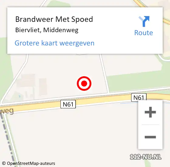 Locatie op kaart van de 112 melding: Brandweer Met Spoed Naar Biervliet, Middenweg op 5 november 2021 06:26