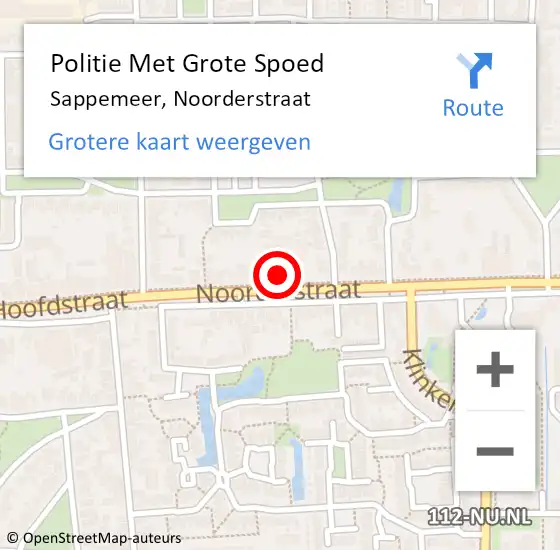 Locatie op kaart van de 112 melding: Politie Met Grote Spoed Naar Sappemeer, Noorderstraat op 5 november 2021 06:31
