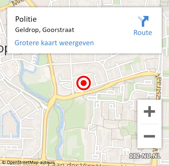 Locatie op kaart van de 112 melding: Politie Geldrop, Goorstraat op 5 november 2021 06:46