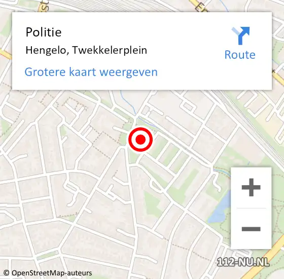 Locatie op kaart van de 112 melding: Politie Hengelo, Twekkelerplein op 5 november 2021 07:53