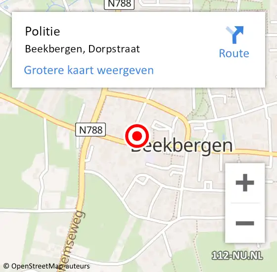 Locatie op kaart van de 112 melding: Politie Beekbergen, Dorpstraat op 5 november 2021 08:11