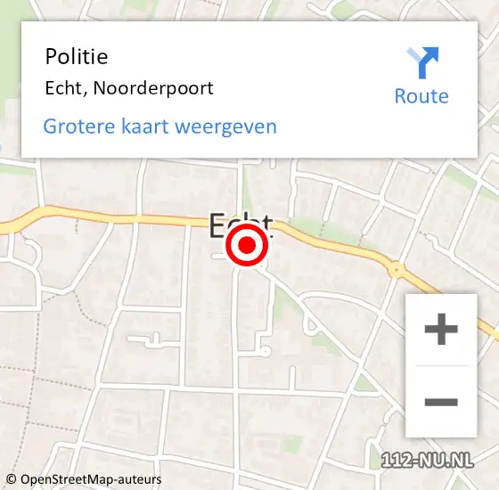 Locatie op kaart van de 112 melding: Politie Echt, Noorderpoort op 5 november 2021 08:13