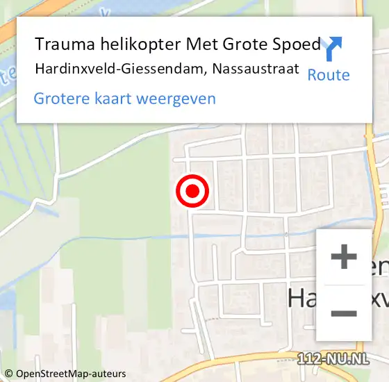 Locatie op kaart van de 112 melding: Trauma helikopter Met Grote Spoed Naar Hardinxveld-Giessendam, Nassaustraat op 5 november 2021 08:16