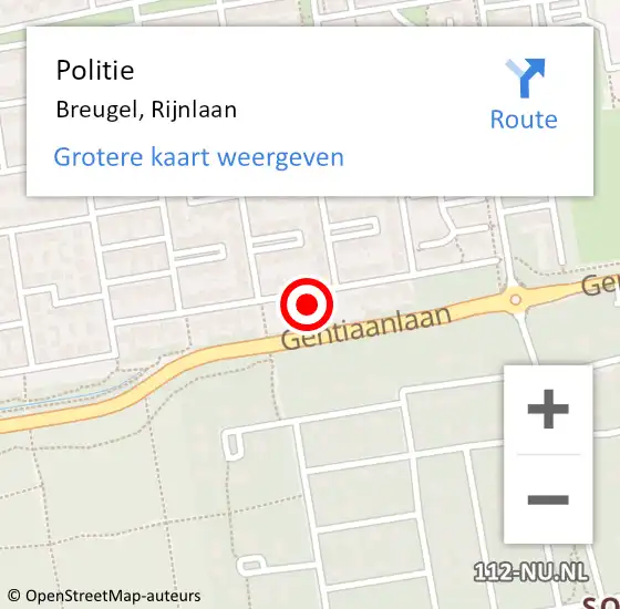 Locatie op kaart van de 112 melding: Politie Breugel, Rijnlaan op 5 november 2021 08:27