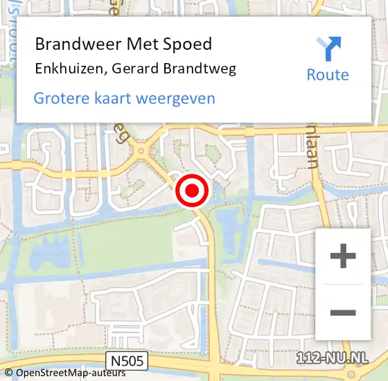 Locatie op kaart van de 112 melding: Brandweer Met Spoed Naar Enkhuizen, Gerard Brandtweg op 5 november 2021 08:29