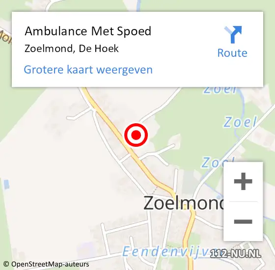 Locatie op kaart van de 112 melding: Ambulance Met Spoed Naar Zoelmond, De Hoek op 5 november 2021 08:32