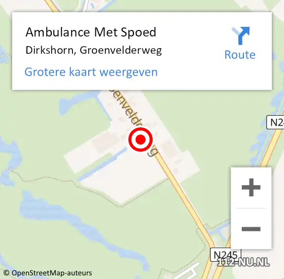 Locatie op kaart van de 112 melding: Ambulance Met Spoed Naar Dirkshorn, Groenvelderweg op 5 november 2021 08:55