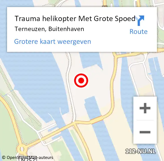 Locatie op kaart van de 112 melding: Trauma helikopter Met Grote Spoed Naar Terneuzen, Buitenhaven op 5 november 2021 09:18