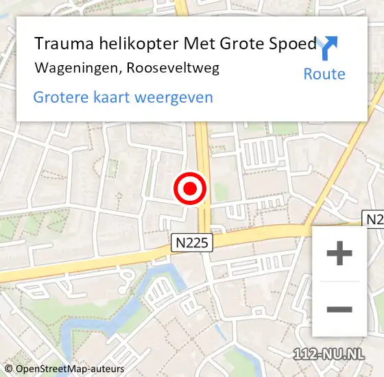 Locatie op kaart van de 112 melding: Trauma helikopter Met Grote Spoed Naar Wageningen, Rooseveltweg op 5 november 2021 09:41