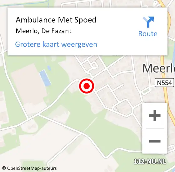 Locatie op kaart van de 112 melding: Ambulance Met Spoed Naar Meerlo, De Fazant op 28 juni 2014 10:07