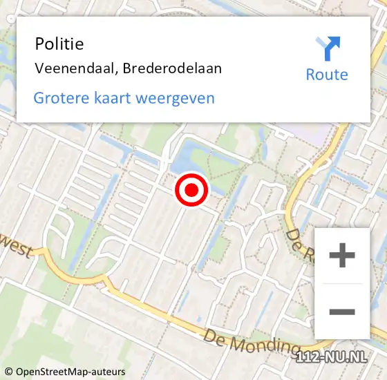 Locatie op kaart van de 112 melding: Politie Veenendaal, Brederodelaan op 5 november 2021 09:43