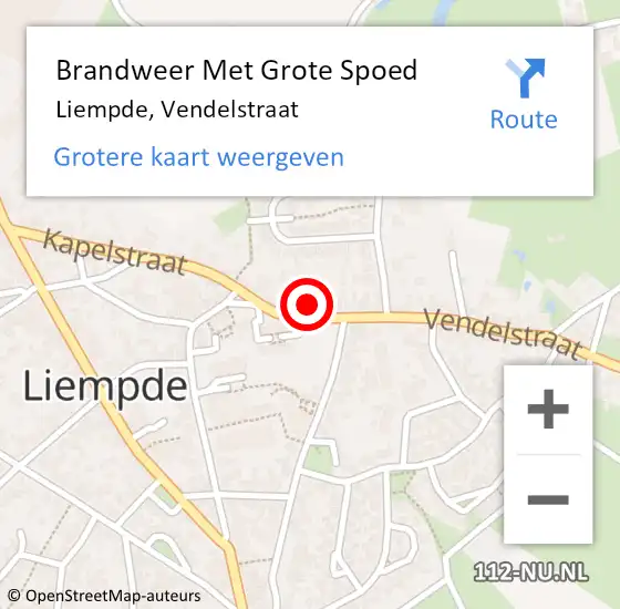 Locatie op kaart van de 112 melding: Brandweer Met Grote Spoed Naar Liempde, Vendelstraat op 5 november 2021 09:48