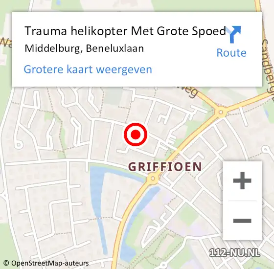 Locatie op kaart van de 112 melding: Trauma helikopter Met Grote Spoed Naar Middelburg, Beneluxlaan op 5 november 2021 10:03