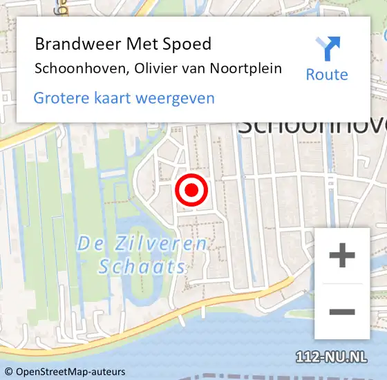 Locatie op kaart van de 112 melding: Brandweer Met Spoed Naar Schoonhoven, Olivier van Noortplein op 5 november 2021 10:06