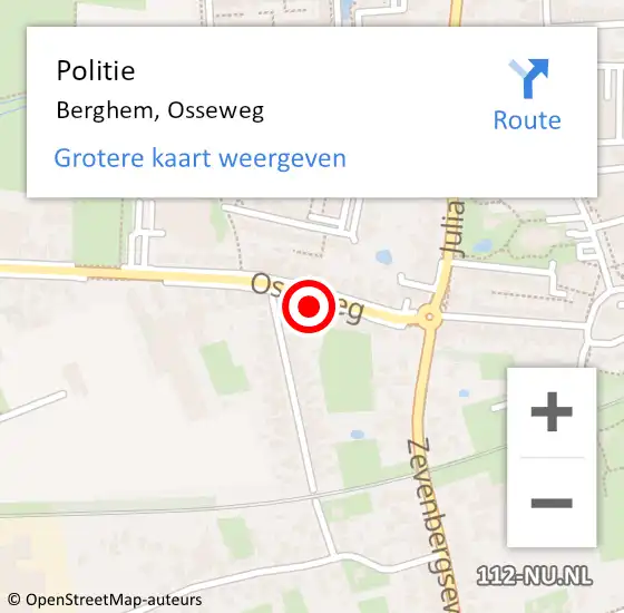 Locatie op kaart van de 112 melding: Politie Berghem, Osseweg op 5 november 2021 10:20