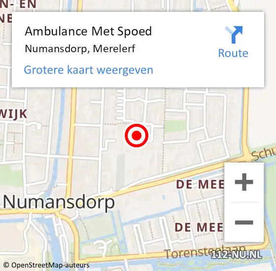 Locatie op kaart van de 112 melding: Ambulance Met Spoed Naar Numansdorp, Merelerf op 5 november 2021 10:23