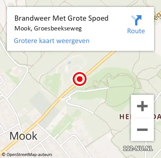 Locatie op kaart van de 112 melding: Brandweer Met Grote Spoed Naar Mook, Groesbeekseweg op 5 november 2021 10:27