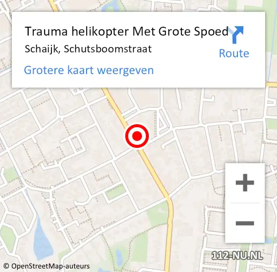 Locatie op kaart van de 112 melding: Trauma helikopter Met Grote Spoed Naar Schaijk, Schutsboomstraat op 5 november 2021 10:29