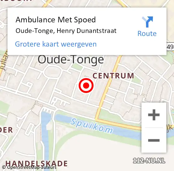 Locatie op kaart van de 112 melding: Ambulance Met Spoed Naar Oude-Tonge, Henry Dunantstraat op 5 november 2021 10:57