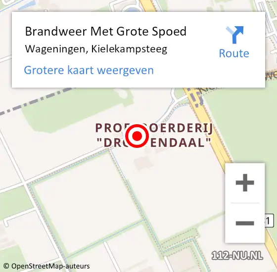 Locatie op kaart van de 112 melding: Brandweer Met Grote Spoed Naar Wageningen, Kielekampsteeg op 5 november 2021 11:10