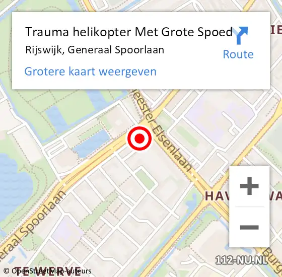 Locatie op kaart van de 112 melding: Trauma helikopter Met Grote Spoed Naar Rijswijk, Generaal Spoorlaan op 5 november 2021 11:16