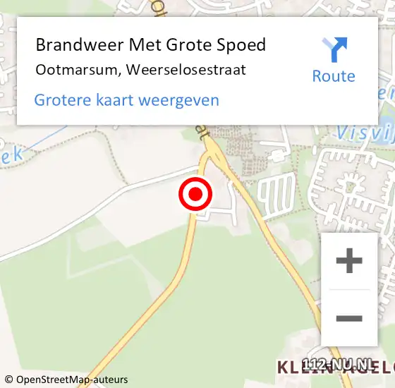 Locatie op kaart van de 112 melding: Brandweer Met Grote Spoed Naar Ootmarsum, Weerselosestraat op 28 juni 2014 10:16