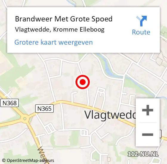 Locatie op kaart van de 112 melding: Brandweer Met Grote Spoed Naar Vlagtwedde, Kromme Elleboog op 5 november 2021 11:30