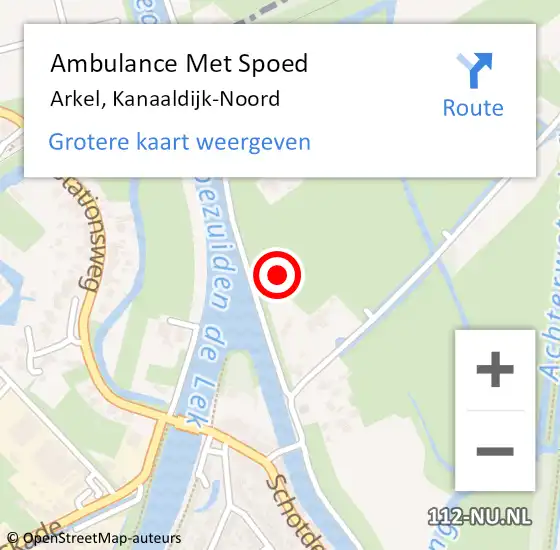 Locatie op kaart van de 112 melding: Ambulance Met Spoed Naar Arkel, Kanaaldijk-Noord op 5 november 2021 11:34