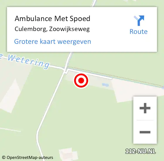 Locatie op kaart van de 112 melding: Ambulance Met Spoed Naar Culemborg, Zoowijkseweg op 5 november 2021 11:36