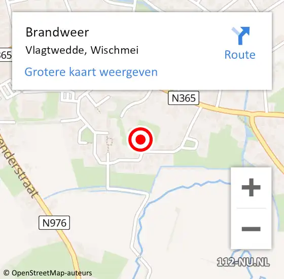 Locatie op kaart van de 112 melding: Brandweer Vlagtwedde, Wischmei op 28 juni 2014 10:18