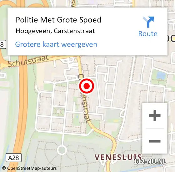 Locatie op kaart van de 112 melding: Politie Met Grote Spoed Naar Hoogeveen, Carstenstraat op 5 november 2021 11:57