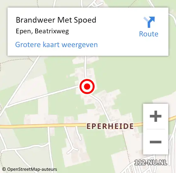 Locatie op kaart van de 112 melding: Brandweer Met Spoed Naar Epen, Beatrixweg op 5 november 2021 12:08