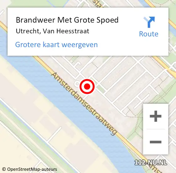 Locatie op kaart van de 112 melding: Brandweer Met Grote Spoed Naar Utrecht, Van Heesstraat op 5 november 2021 12:18