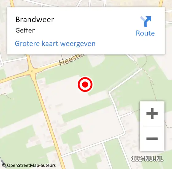 Locatie op kaart van de 112 melding: Brandweer Geffen op 5 november 2021 12:33