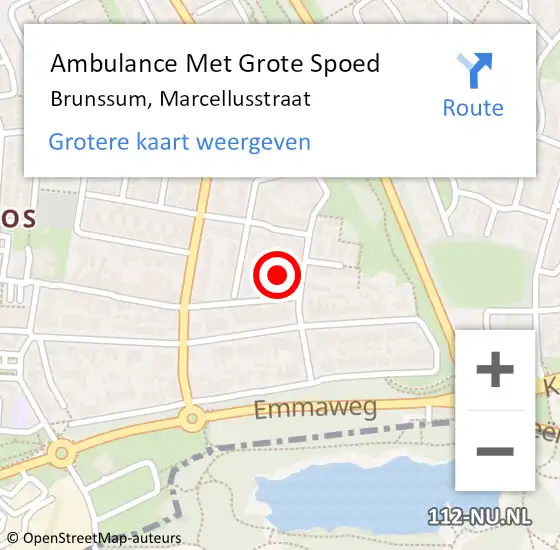 Locatie op kaart van de 112 melding: Ambulance Met Grote Spoed Naar Brunssum, Marcellusstraat op 28 juni 2014 10:32